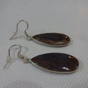 Stunning "FANCY JASPER" Handmade Sterling Dangle Earrings #461A